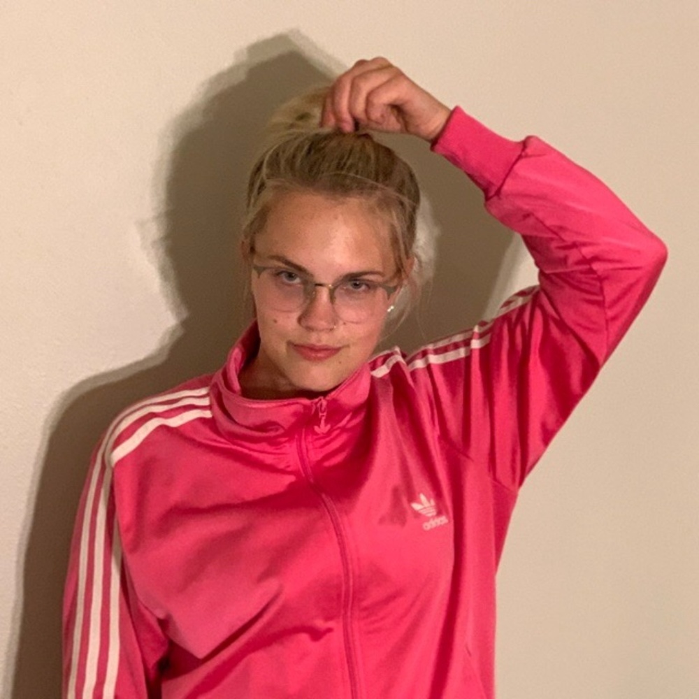 Hot pink adidas zip up trainer